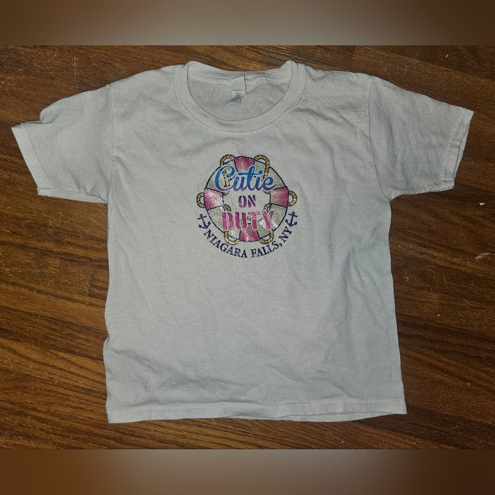 Niagara Falls NY "Cutie on Duty" White Kids Short Sleeve T‑Shirt Size Small